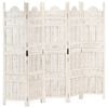 vidaXL Divisorio 5 Pannelli Intagliato Bianco 200x165cm Mango Massello