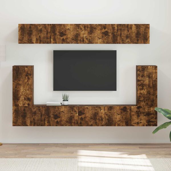 vidaXL Set mobile TV 5 pcs Rovere fum&eacute; Legno multistrato