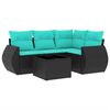 vidaXL Set Divani da Giardino 5 pz con Cuscini Nero in Polyrattan