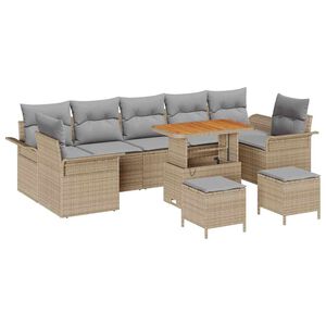 vidaXL Set Divano da Giardino con cuscino 10 pcs Beige polyrattan