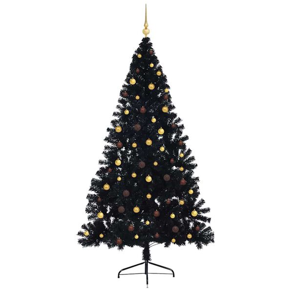 vidaXL Albero di Natale artificiale con luci integrate Nero 240 cm PVC