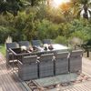 vidaXL Set Pranzo da Giardino 9 pz con Cuscini in Polyrattan Grigio