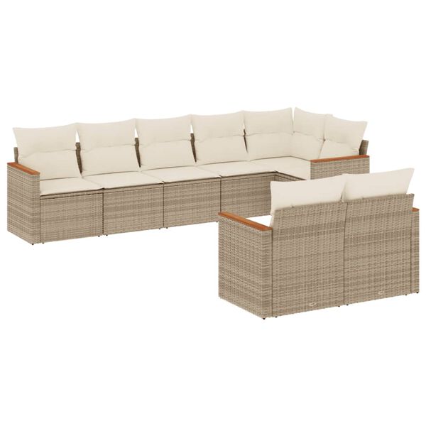 vidaXL Set Divano da Giardino 8 pz con Cuscini Beige in Polyrattan