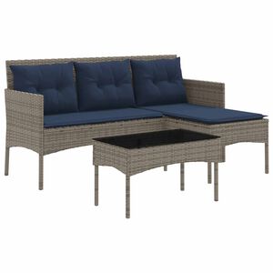 vidaXL Set Divano da Giardino 2 pz Grigio e Blu Navy polyrattan