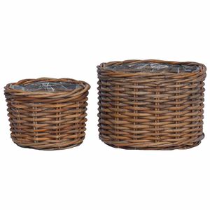 vidaXL Cestino per Piante con archiviazione 2 pcs Marrone Rattan Kubu