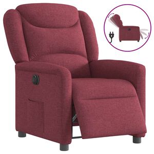 vidaXL Poltrona Elettrica Reclinabile Rosso Vino in Tessuto