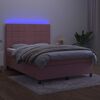 vidaXL Letto a Molle con Materasso e LED Rosa 140x200 cm in Velluto