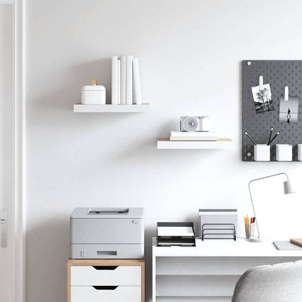 vidaXL Scaffali a Parete 2 pz Rovere e Bianco 40x23x3,8 cm in MDF