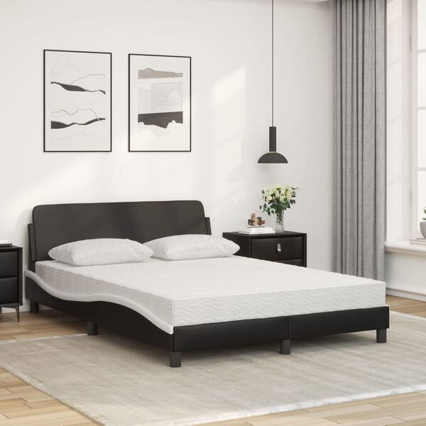 vidaXL Letto con Materasso Dover Nero e Bianco 140x190 cm in Similpelle