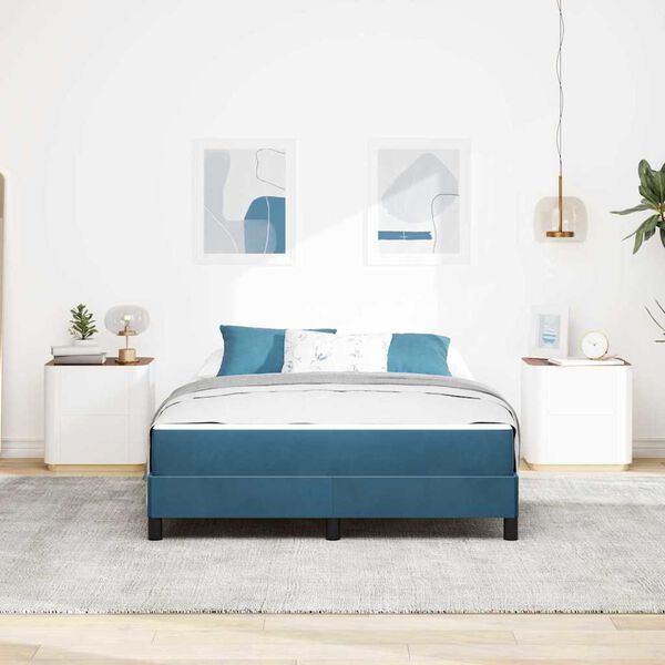 vidaXL Letto a molle con materasso Blu Scuro 160 x 200 cm Tessuto