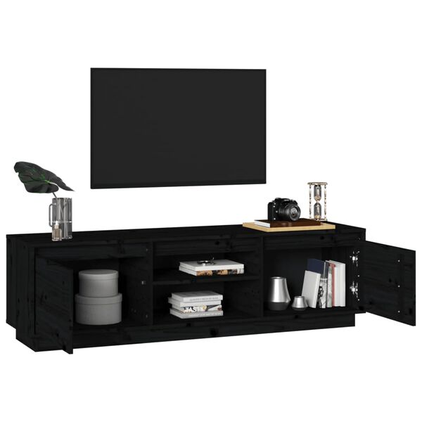 vidaXL Mobile Porta TV Nero 140x35x40 cm in Legno Massello di Pino