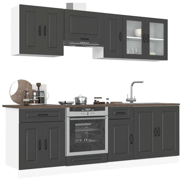 vidaXL Set Mobili da Cucina 8 pz Kalmar Neri Legno Multistrato