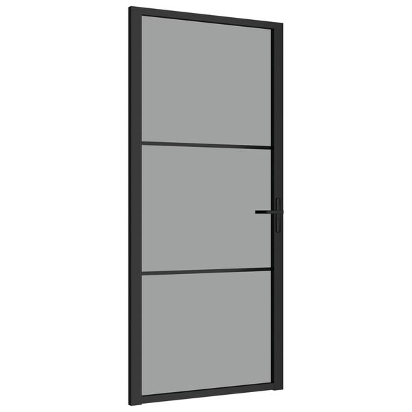 vidaXL Porta Interna 93x201,5 cm Nera in Vetro ESG e Alluminio