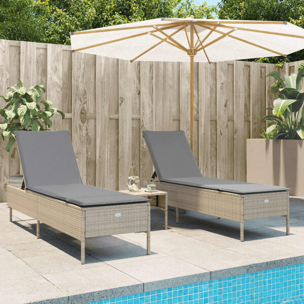 vidaXL Set Lettini Prendisole con Cuscini 3pz Marrone in Polyrattan