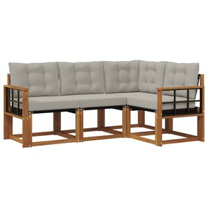 vidaXL Set di divani da esterno 4 pz 4-Posti Naturale e Grigio Chiaro