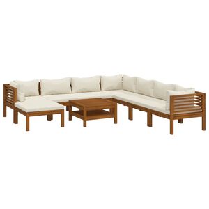 vidaXL Set Divani da Giardino 9 pz con Cuscini Crema in Legno Acacia