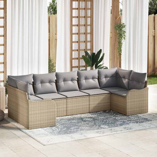 vidaXL Set Divano da Giardino Beige polyrattan
