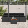 vidaXL Set Divano da Giardino con archiviazione 5 pcs Nero polyrattan