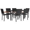 vidaXL Set da Pranzo da Giardino 7 pz Nero in Polyrattan