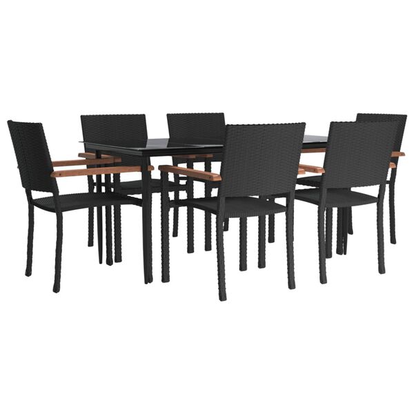 vidaXL Set da Pranzo da Giardino 7 pz Nero in Polyrattan