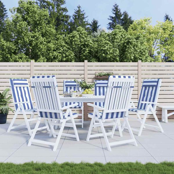 vidaXL Cuscini Sedia Schienale Alto 6 pz Bianco e Blu Tessuto Oxford