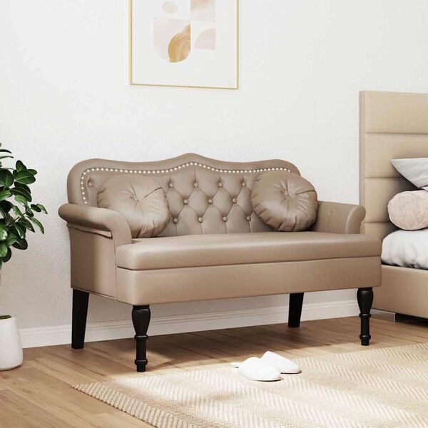 vidaXL Panca Chesterfield con cuscino Cappuccino 120,5 x 65 x 75 cm