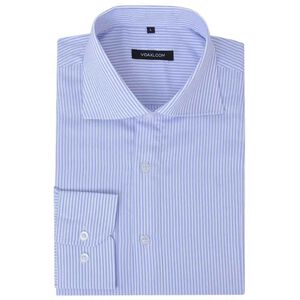 vidaXL Camicia Uomo Business Bianca e Azzurra a Righe Taglia S