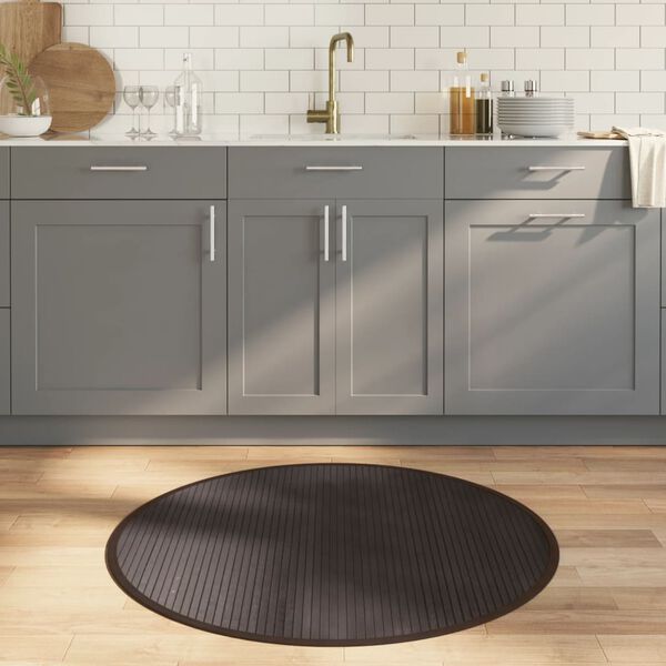 vidaXL Tappeto Rotondo Marrone Scuro 100 cm in Bambù