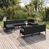 vidaXL Set Divani da Giardino 11 pz con Cuscini in Polyrattan Nero