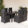 vidaXL Set da Pranzo da Giardino 7 pz Nero con Cuscini in Polyrattan