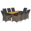 vidaXL Set da Pranzo da Giardino 9 pz con Cuscini in Polyrattan Grigio