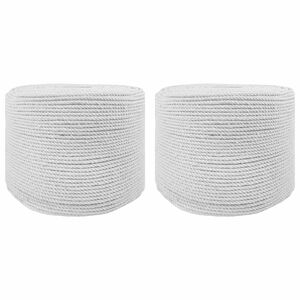 vidaXL Spago di Cotone 2 pz 2 mm 100 m Bianco 100% Cotone