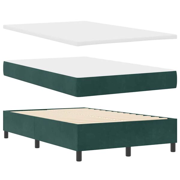 vidaXL Letto a molle con materasso Verde Scuro 120 x 200 cm Velluto