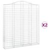 vidaXL Cesti Gabbioni ad Arco 2 pz 200x30x220/240 cm Ferro Zincato