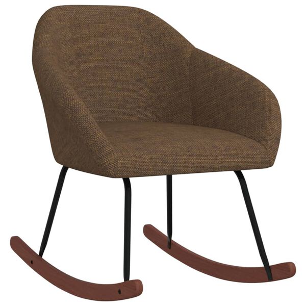 vidaXL Sedia a Dondolo Marrone in Tessuto