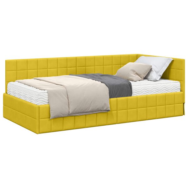 vidaXL Struttura Letto Angolare con Materasso 2 pcs Giallo Velluto