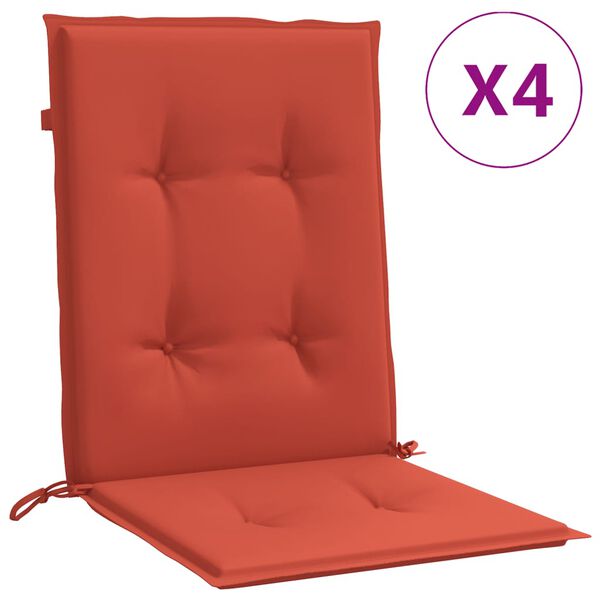 vidaXL Cuscini Sedia Schiena Bassa 4 pz Rosso M&eacute;lange 100x50x4 Tessuto