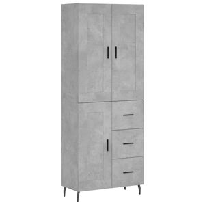 vidaXL Credenza Grigio Cemento 69,5x34x180 cm in Legno Multistrato
