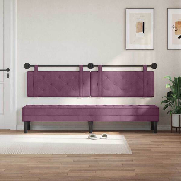 vidaXL Testata appesa Montaggio a parete Viola 210 x 55 x 5 cm Velluto