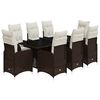 vidaXL Set Bistr&ograve; da Giardino 9 pz con Cuscini in Polyrattan Marrone
