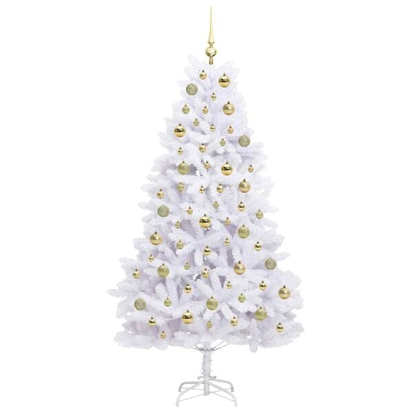 vidaXL Albero di Natale Artificiale con Rami Pieghevoli Bianco 180 cm