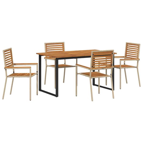 vidaXL Set da Pranzo per Giardino 5 pcs Beige Legno di Acacia Massello
