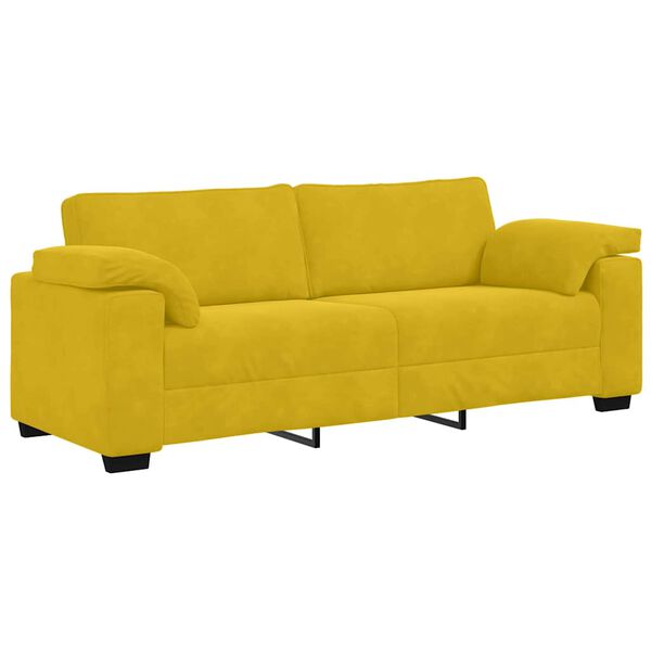 vidaXL Divano a 3 Posti Giallo 220x77x82 cm in Velluto