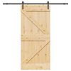 vidaXL Porta Scorrevole con Set Hardware 90x210 cm Legno Massello Pino