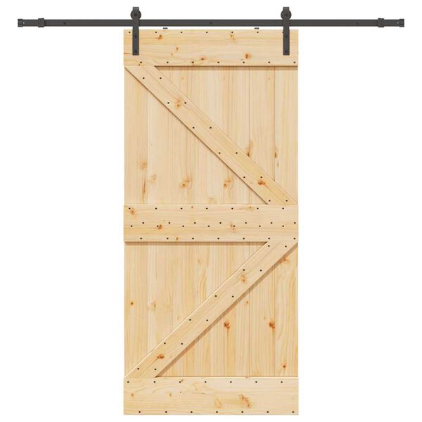 vidaXL Porta Scorrevole con Set Hardware 90x210 cm Legno Massello Pino