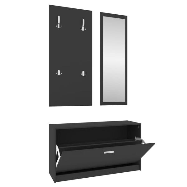 vidaXL Set Scarpiere 3 in 1 Nero in Legno Multistrato