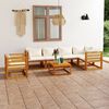 vidaXL Set Divani da Giardino 7 pz con Cuscini Crema Massello Acacia