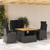 vidaXL Set da Pranzo da Giardino 5 pz Nero con Cuscini in Polyrattan