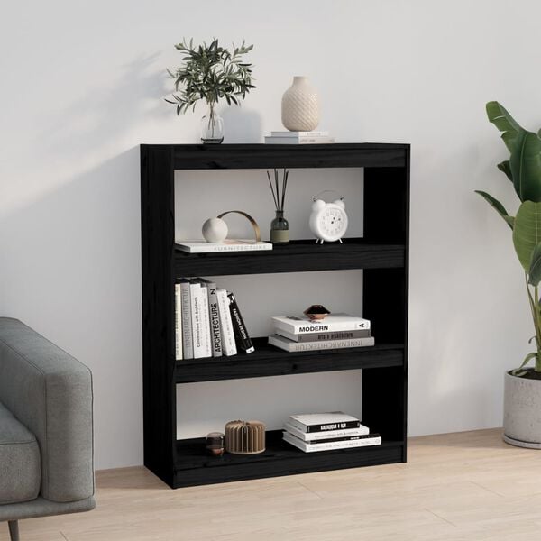 vidaXL Libreria/Divisorio Nero 80x30x103,5cm in Legno Massello di Pino