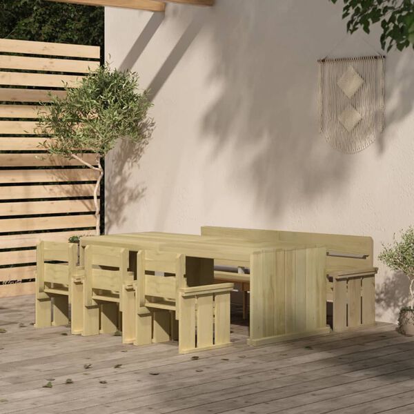 vidaXL Set da Pranzo per Giardino 5 pz in Legno di Pino Impregnato